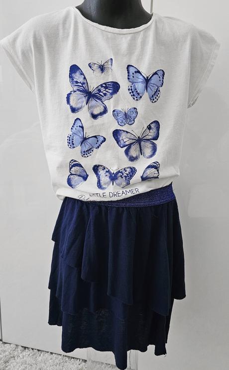 Súprava tričko + sukňa s motýlikmi, h&m,134