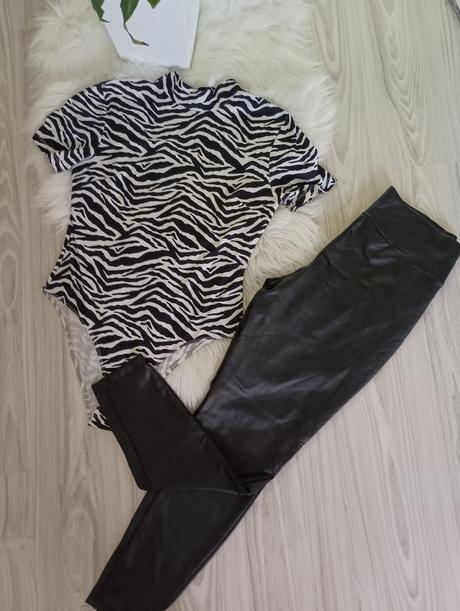 Body+koženkové nohavice, l