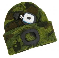 Detská čiapka kamufláž m, led, usb nabíjanie, m