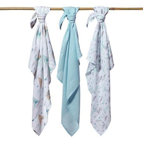 Babyono sada 3 bambusových plienok 70x70 cm modré, babyono