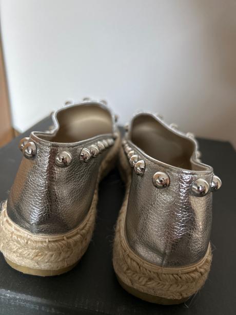 Koženkové strieborné espadrilky č.40, 40