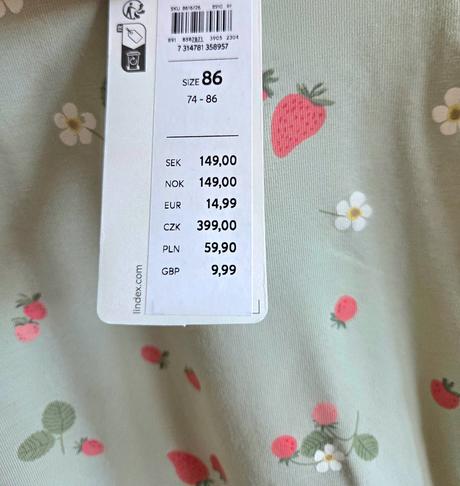 Lindex 86 a 80 jahody body zelene a kremove, lindex,86