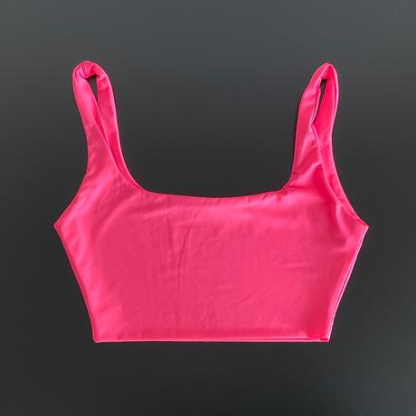 Bershka neónovo ružové crop top tielko s, bershka,s