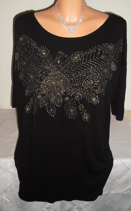 Motylia siroka tunika s kamienkami, h&m,s