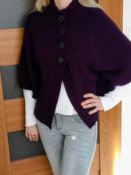 Vrchný hrubší svetrík ( bolerko) - slivkovofialový, f&f,m