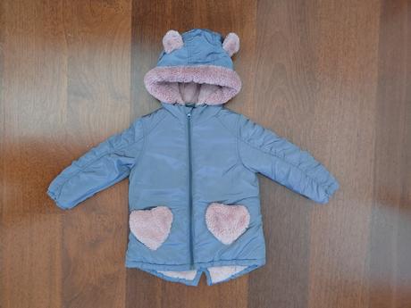 Bunda zimná - sivá s ružovou kožušinkou v.110, pepco,110