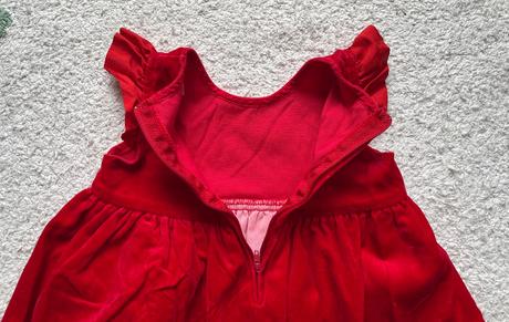 Červené zamatové šaty s vreckami, 86/92, 86