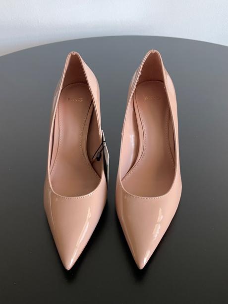 Špicaté ihličky lodičky béžové nude lakované 9 cm, mango,36