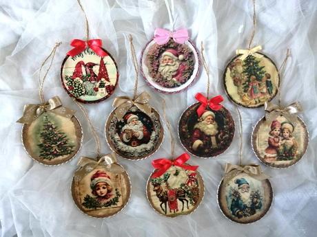 Handmade vianocne drevene ozdoby,9 cm,