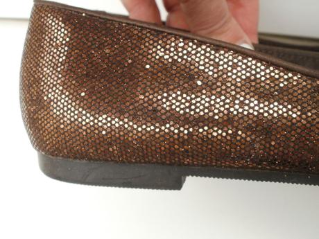 Medené lesklé balerínky, 38