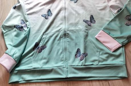 Mikina biela/tyrkysová s motýlikmi, v. xxl/xxxl, xxl