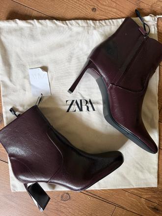 Zara ..bordovo hnede kotnikovw topanky, zara,40