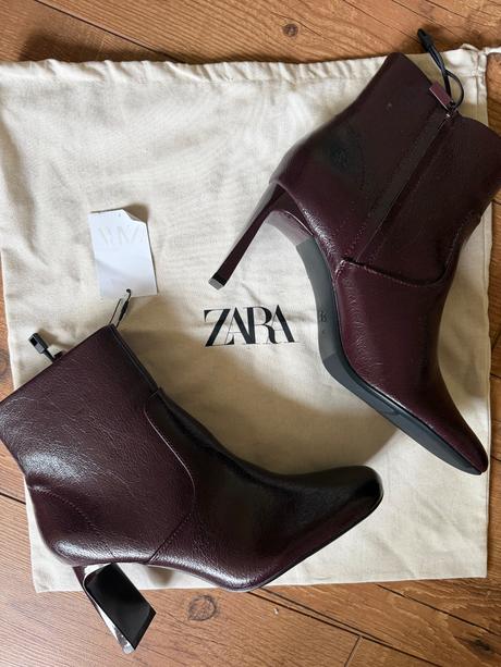 Zara ..bordovo hnede kotnikovw topanky, zara,40