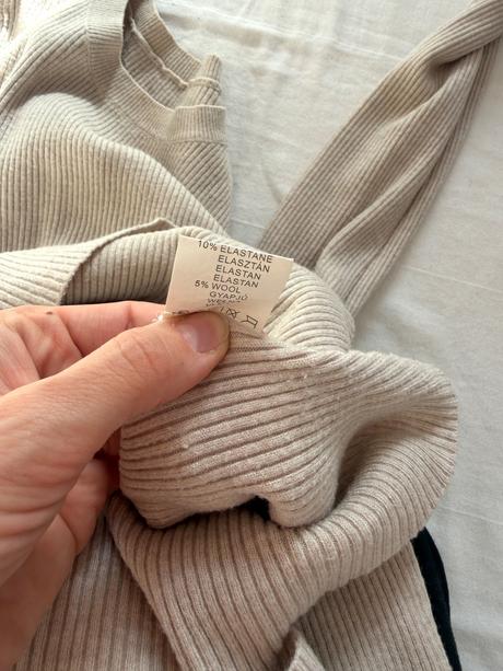 Béžová súprava zo zmesi bavlny, kašmíru a vlny, m