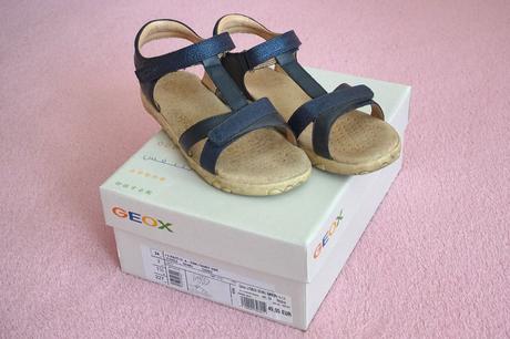 Modré kožené sandálky, geox,34