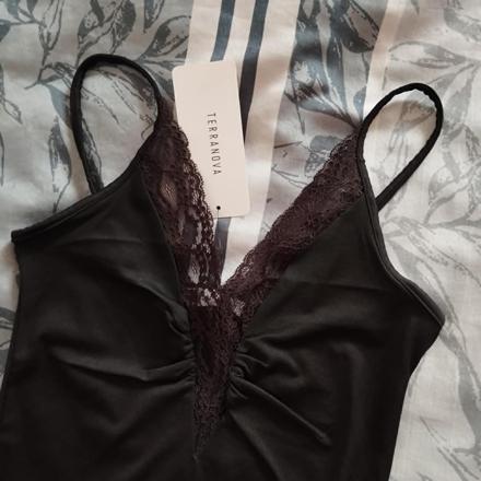 Čierne čipkové body xs, terranova,xs