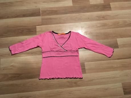 Ružové tričko s volánom dlhý rukáv, 140