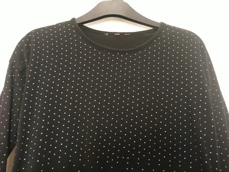 Čierny elastický top so striebornými bodkami, s/m, s