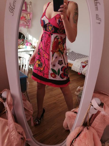 Pestré šaty potlač vtáky, h&m,s