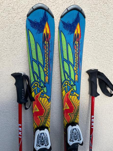 Lyže nordica fire arrov team 120 cm + palice, 120-129 cm