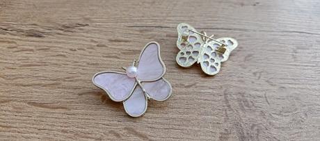 Brošňa - motýľ - ružový, 