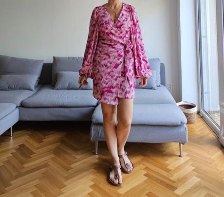 Zavinovacie šaty s obrovskými rukávmi, h&m,s