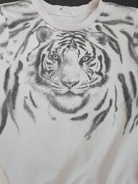Biela mikina s tigrom, h&m,146