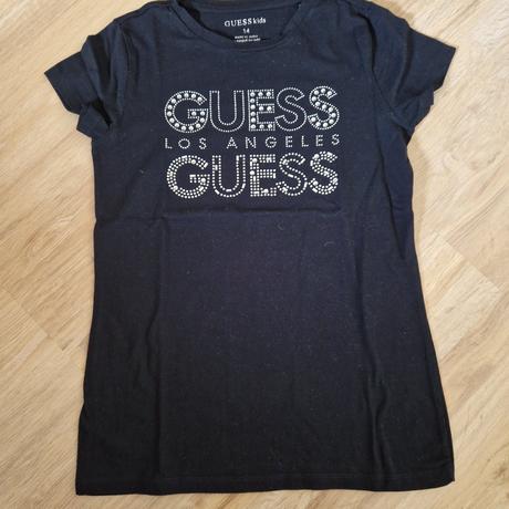 Čierne tričko s kamienkami a nápisom guess kids, guess,xs