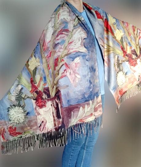 Luxusný kašmírový šál olejomaľba vincent van gogh,