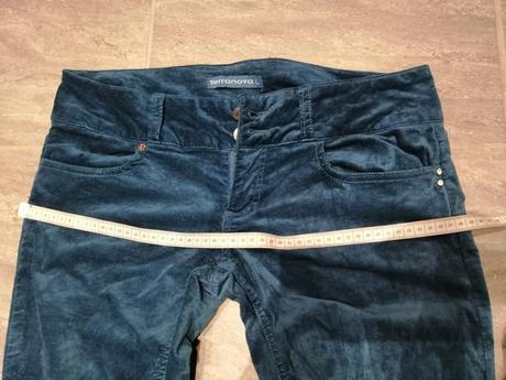 Džínsy tyrkysové zamat kord vl, pružné, terranova,l