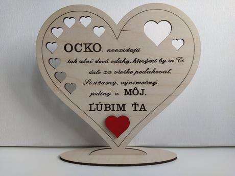 Veľké drevené srdiečko pre maminu a pre ocka, 