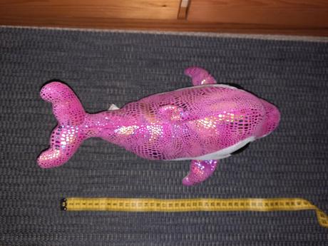 Lesklý ružový plyšový delfín ty plyšák,