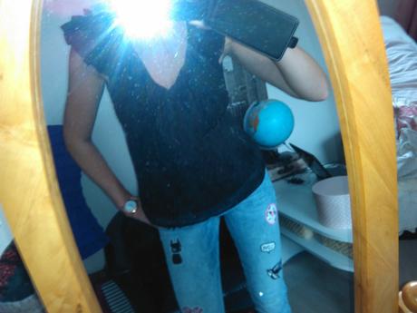 Čierna blúzka s mašlou , h&m,s