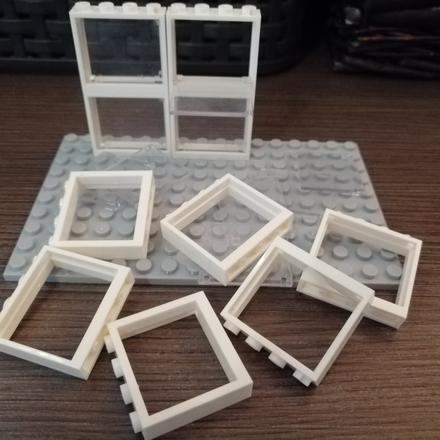 6ks okná na lego stavebnice biele 4x4, 