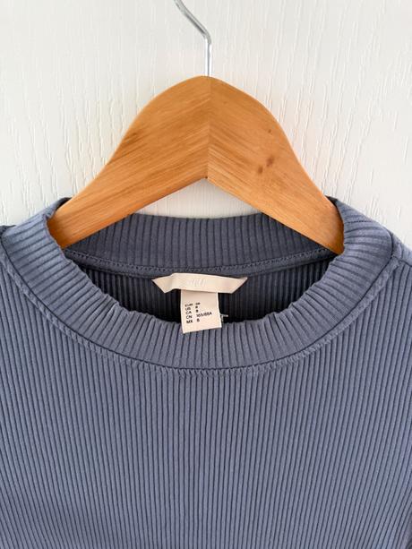 Sivomodré rebrované šaty h&m s polorolákom veľ. 38, h&m,s