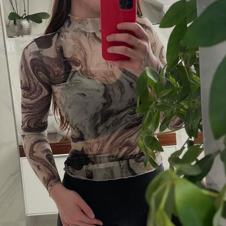 Priesvitný top green apple  elegantný marble vzor, s