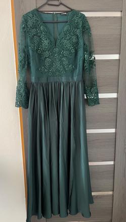 Tmavozelené spoločenské šaty, s