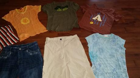 Dievčenský balík - 6 tričiek, 2 nohavice, 140–152