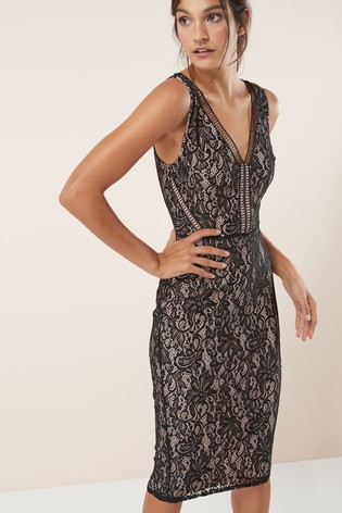 Elastické čipkované šaty, next,40 / l