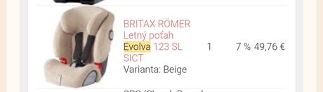 Detská autosedača -britax römer evolva 123 + poťah, britax