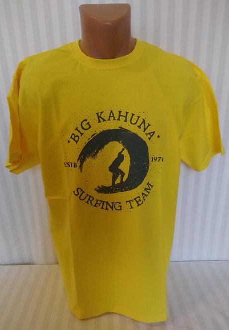 Pánske žlté tričko kahuna surfing, fruit loom, l, l