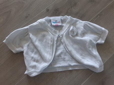 Biele bolerko k šatám, topomini,80