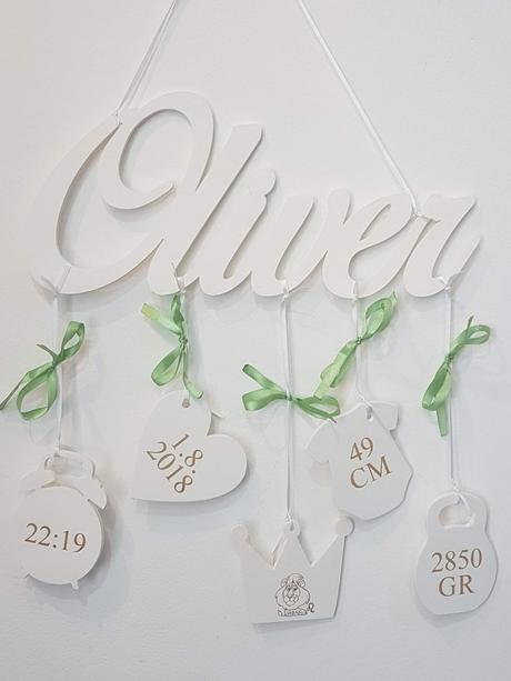 Drevené meno na stenu s údajmi, 