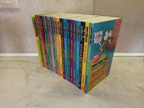 Horrible science - bulging box of books, 