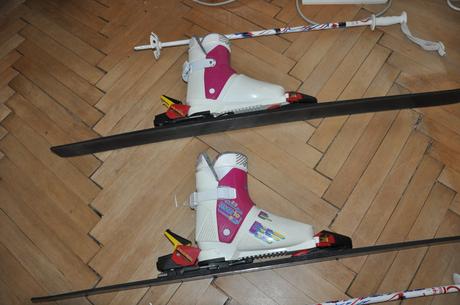 Lyže 120 + lyžiarky, 120-129 cm