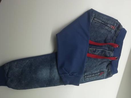 Štýlové riflovo - teplákové nohavice., 98