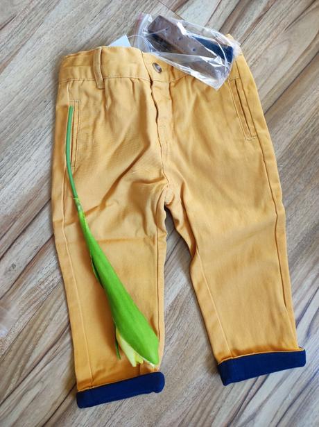 Vertbaudet thermo horčicové nohavice s opaskom, vertbaudet,68