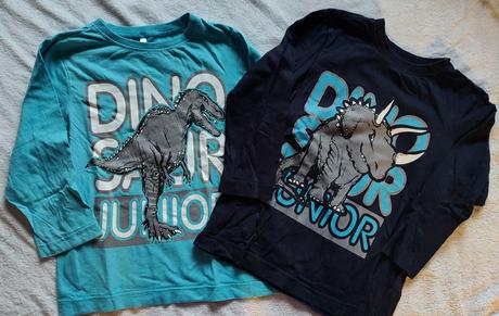Bavlnené tričko 2 x s dinosaurom 4-6 rokov, bonprix,122