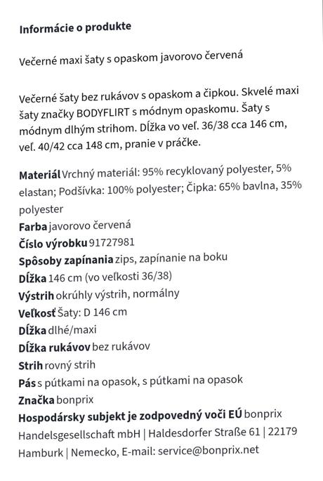 Spoločenské šaty, bonprix,40