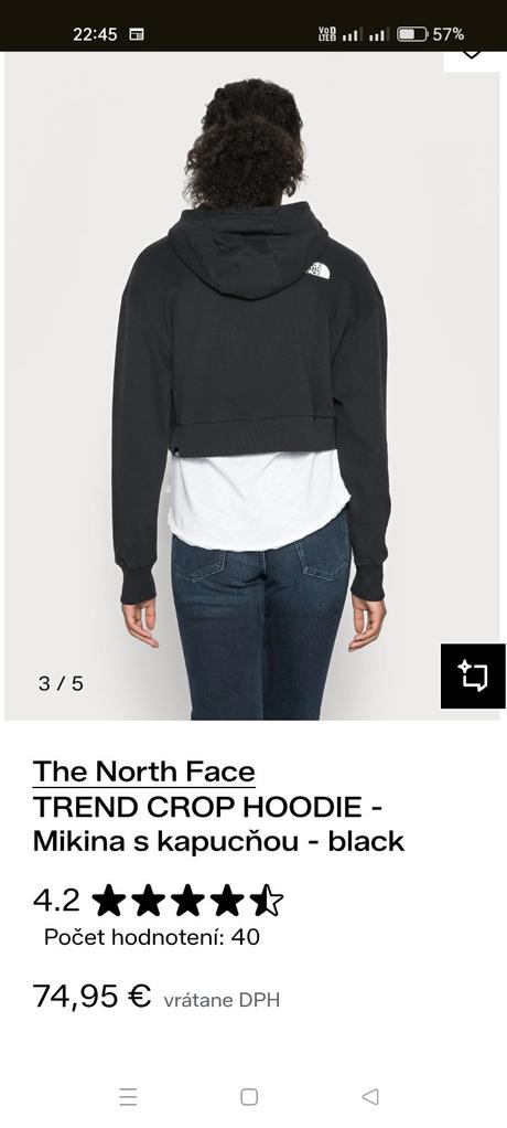 The north face crop mikina "m", m